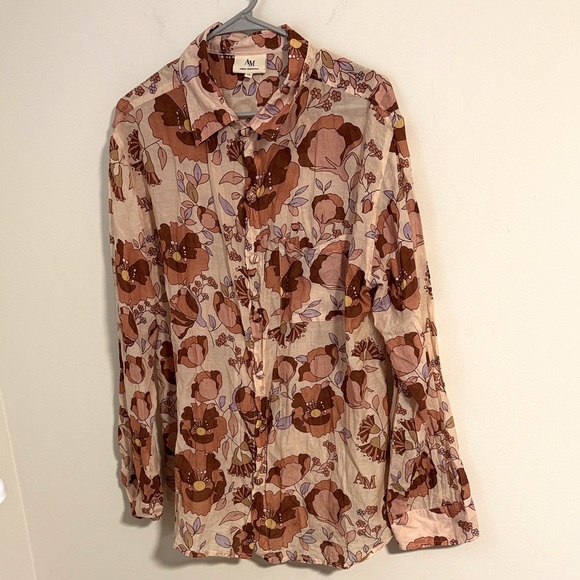 Ambra Maddalena Australia floral button down shirt blouse fall size 12 aus/ us 8 - Picture 1 of 6